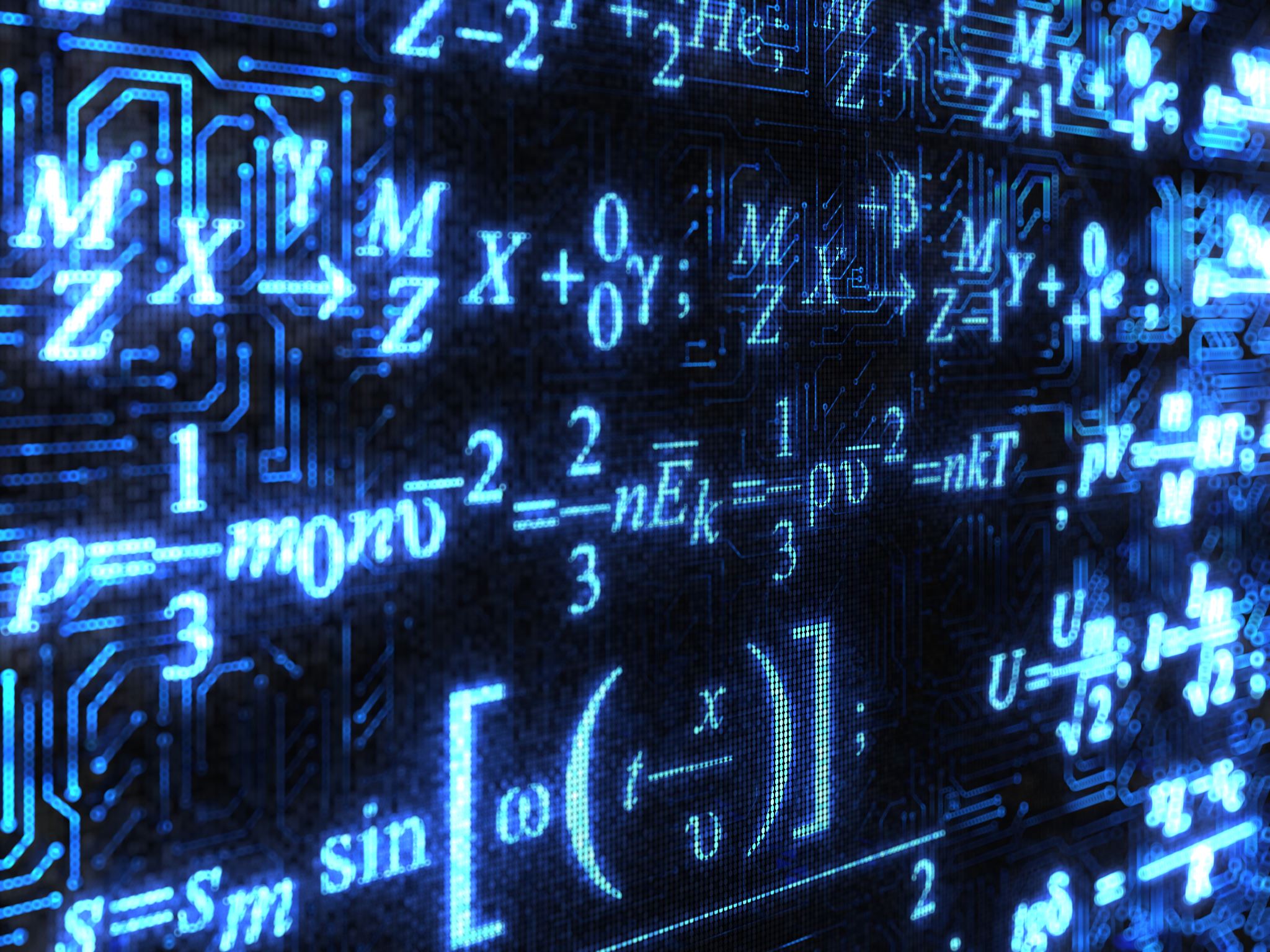 Mathematical models on a dark background representing AI-driven operations